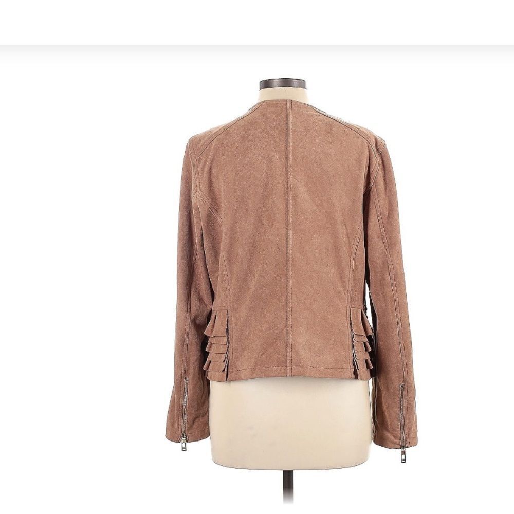 *Ivanka Trump* Sz L Faux Suede Lightweight RUFFLE Jacket - Picture 2 of 3